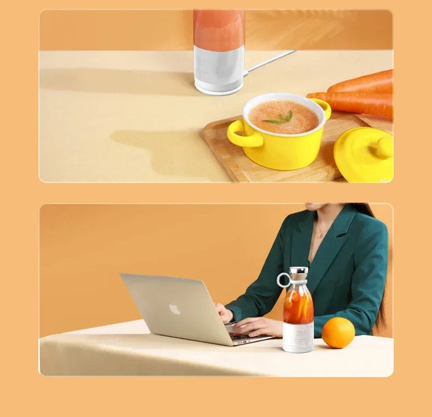 Mini Juice Blender Portable Electric Juicer Bottle 6 Blades Shake Orange Lemon USB Charging Fruit Mixer Fresh Squeezer Machine