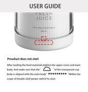 Mini Juice Blender Portable Electric Juicer Bottle 6 Blades Shake Orange Lemon USB Charging Fruit Mixer Fresh Squeezer Machine